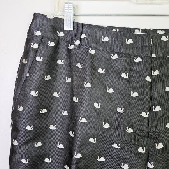 RSVP By Talbots Novelty Swan Pants Black Dress Pants High-Rise Straight Size 12 - Picture 9 of 12